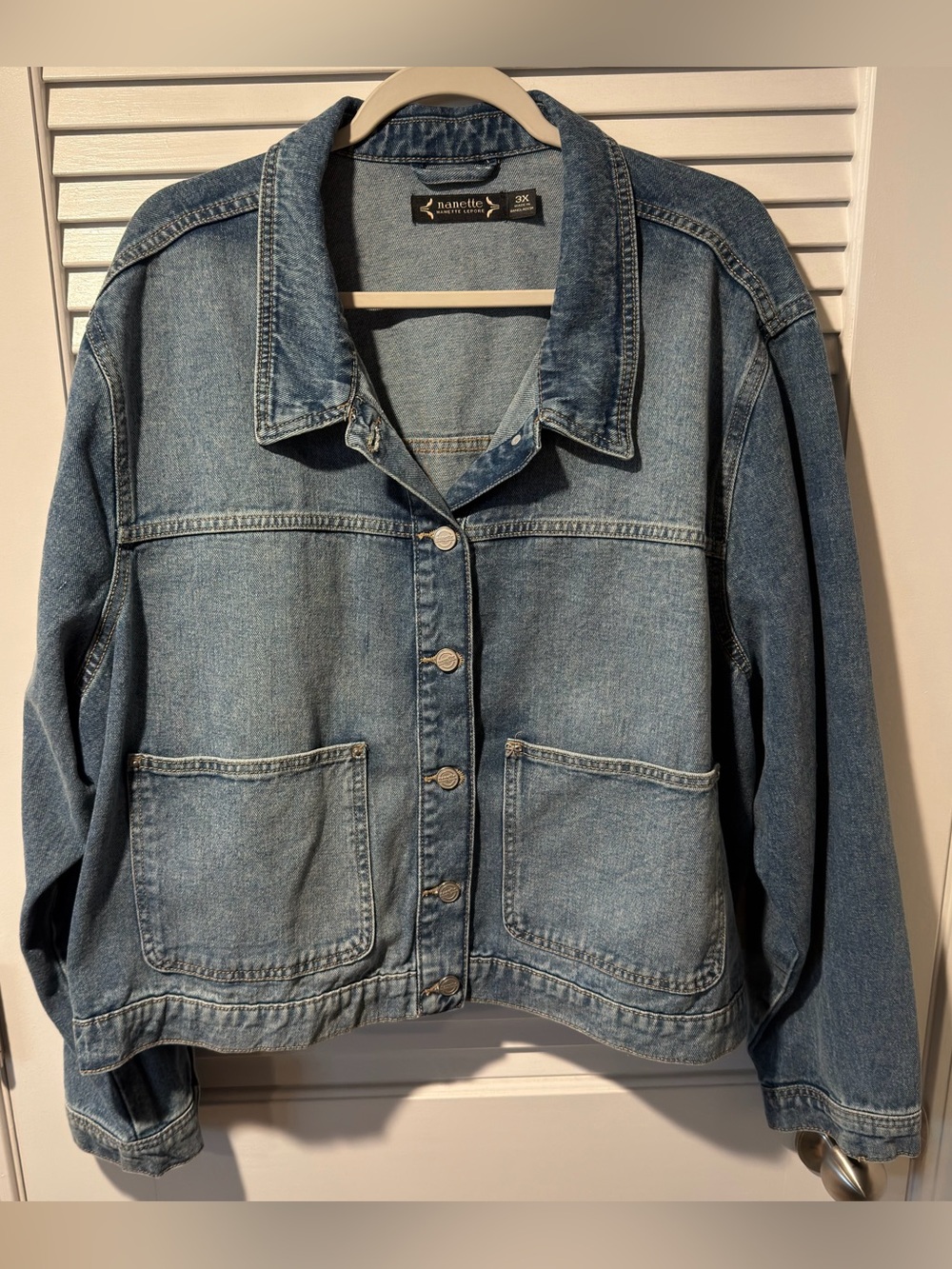 Nanette Lepore Light Blue Denim Jacket with Patch Pockets